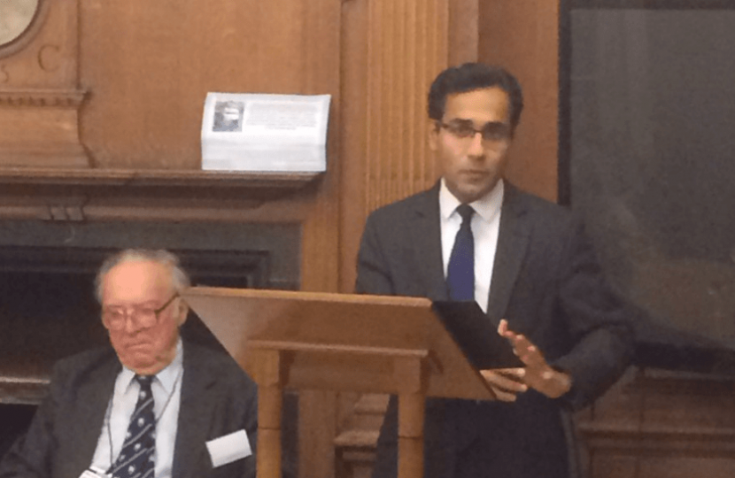 Rehman speaking at the reception