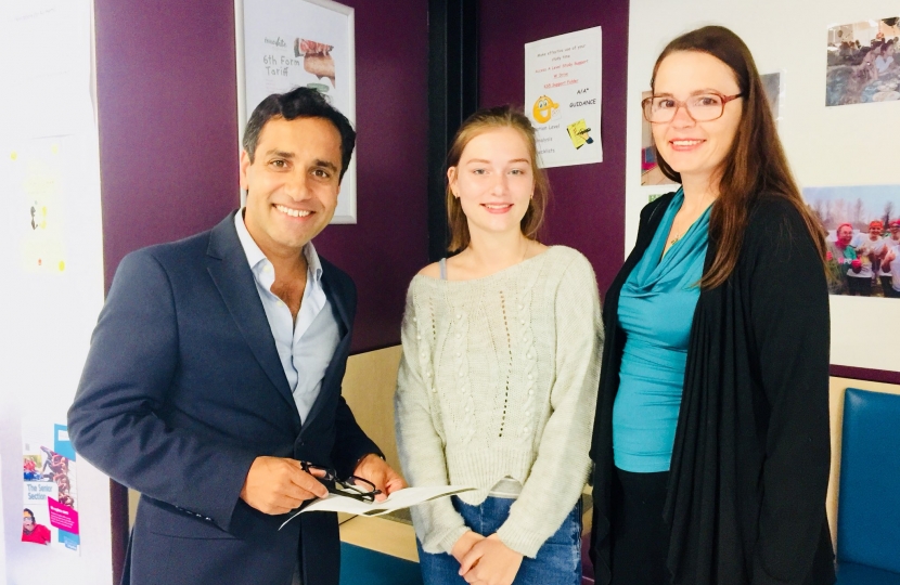 Rehman visits students receiving GCSE results