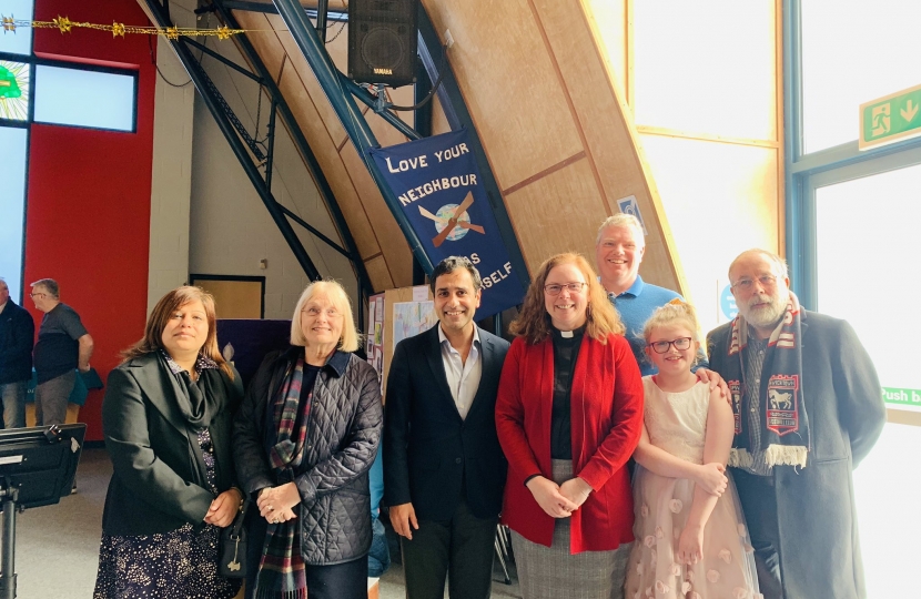 Rehman with councillors and Rev Pat at St Paul's Church