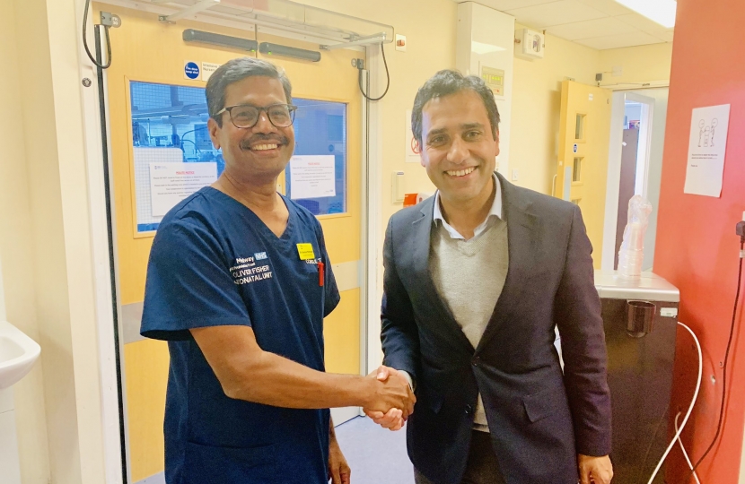Rehman with staff at Medway Hospital