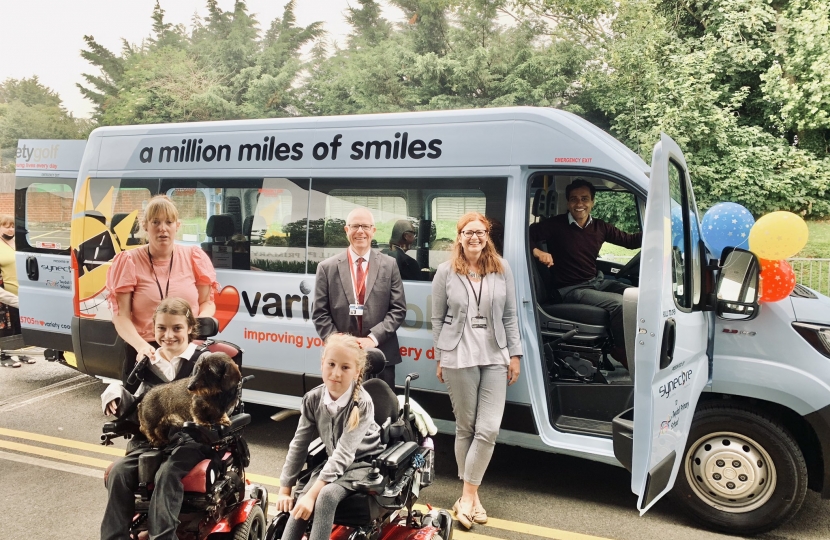 Rehman with the new Tywdall school minibus