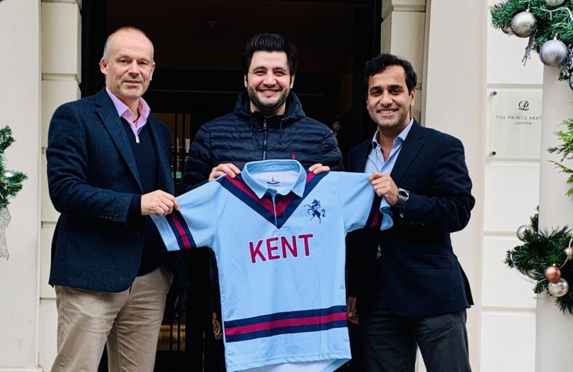 Rehman with the Chief Executive of Kent Cricket & the owner of Peshawar Zalmi