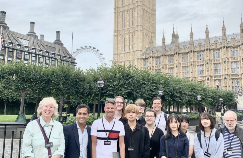 Rehman in the House of Commons with students