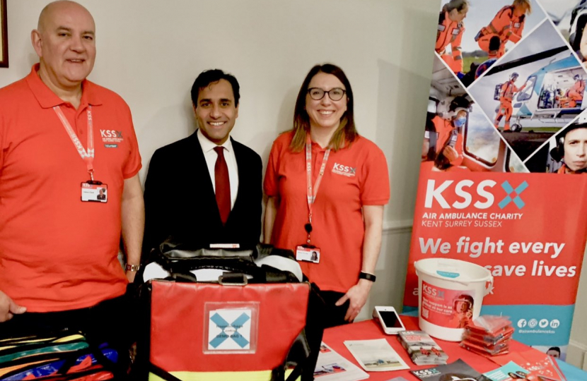 Rehman with staff from the Air Ambulance Charity