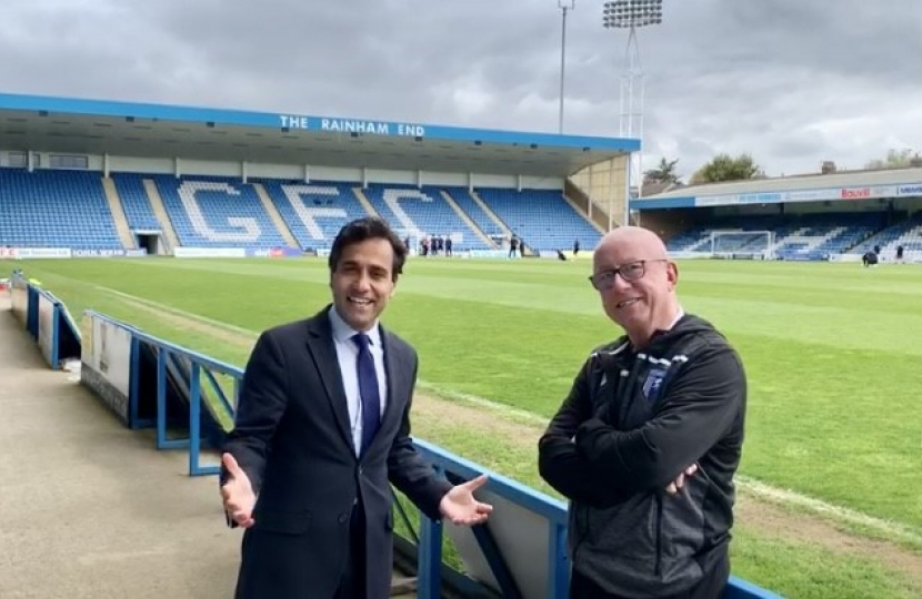 Rehman with Gillingham FC Chairman, Paul Scally 