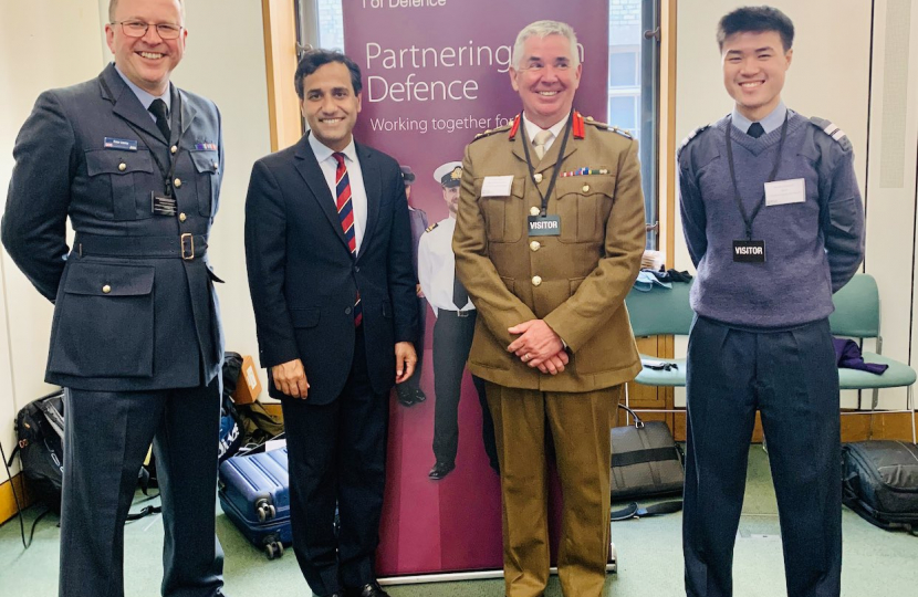 Rehman with members of the South East & Greater London Reserve Forces’ & Cadets’ in Parliament