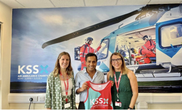 Rehman with Kent Surrey Sussex Air Ambulance Charity